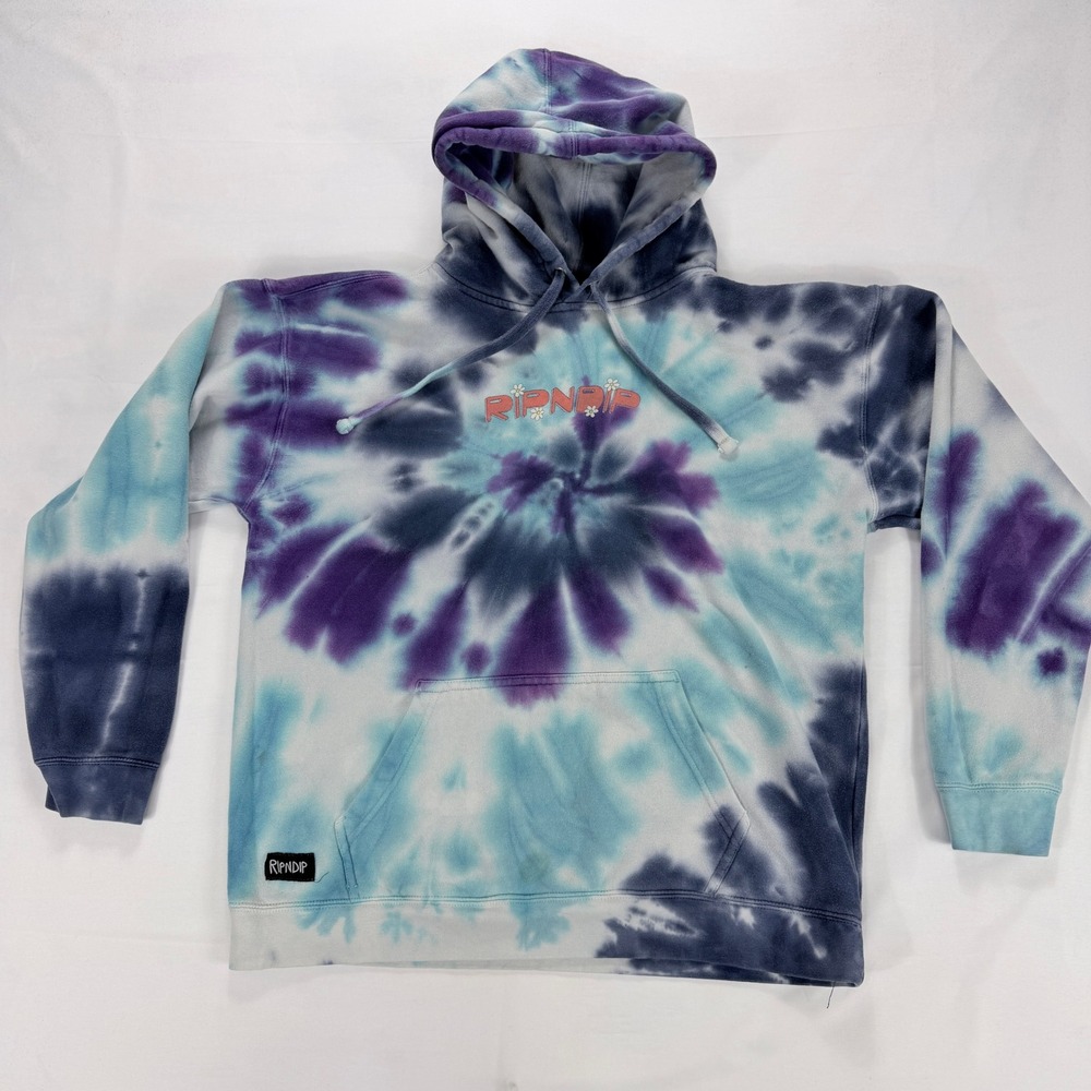 RIPNDIP Tie Dye Hoodie Medium Psychedelic Graphic Pullover‎ Streetwear Skate